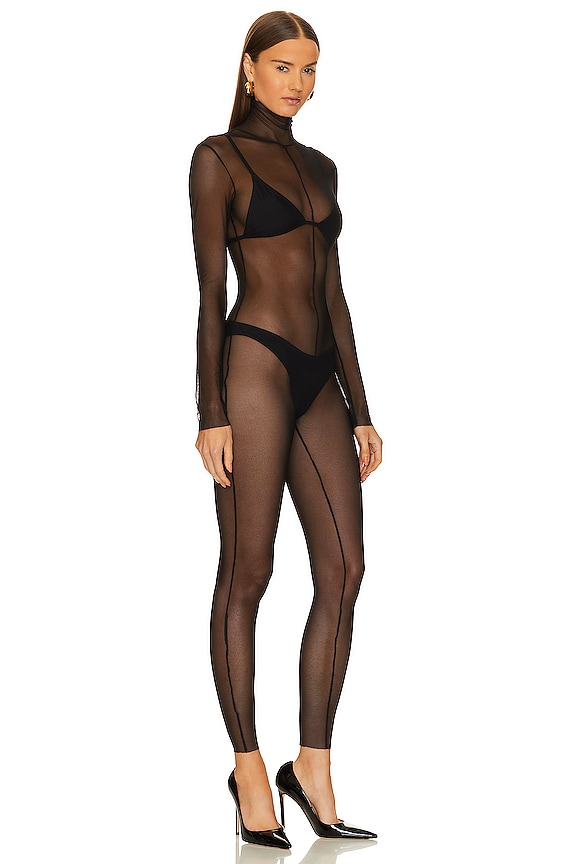 view 2 of 4 Crotchless Long Sleeve Turtle Catsuit in Black