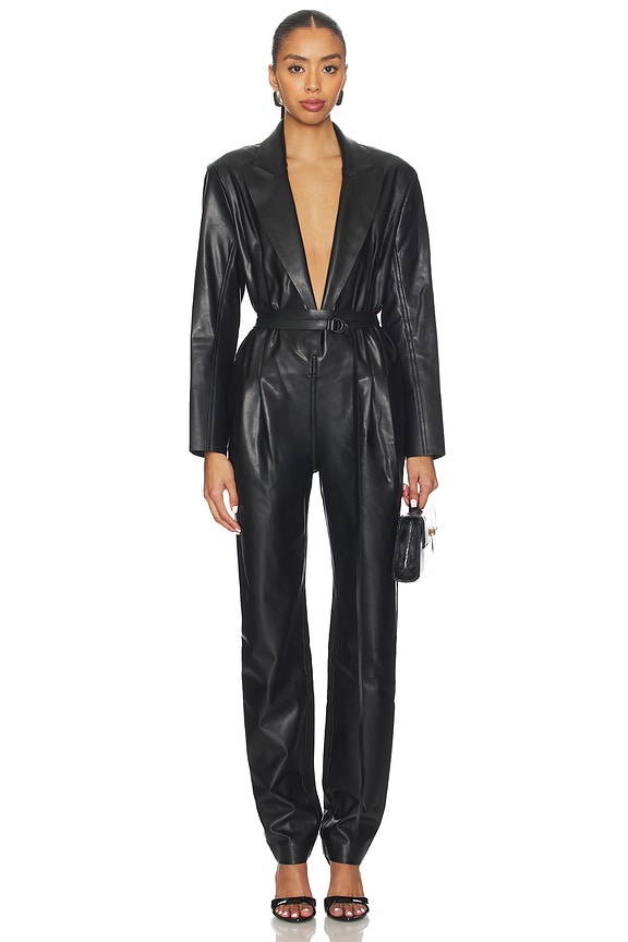 view 1 of 3 Easy Fit Single Breasted Tapered Leg Jumpsuit in Black