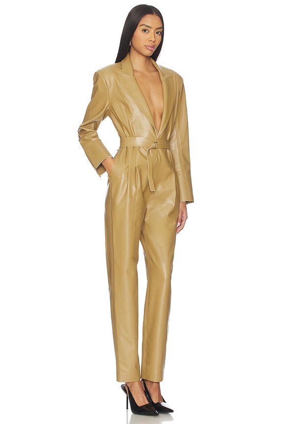 view 2 of 3 Easy Fit Single Breasted Tapered Leg Jumpsuit in Camel