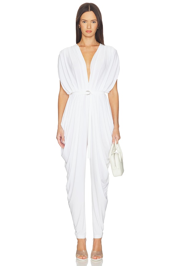 view 1 of 3 Square Sleeve Waterfall Jumpsuit in Snow White