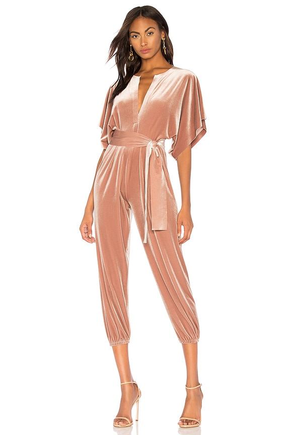 view 1 of 3 Rectangle Jog Velvet Jumpsuit in Salmon