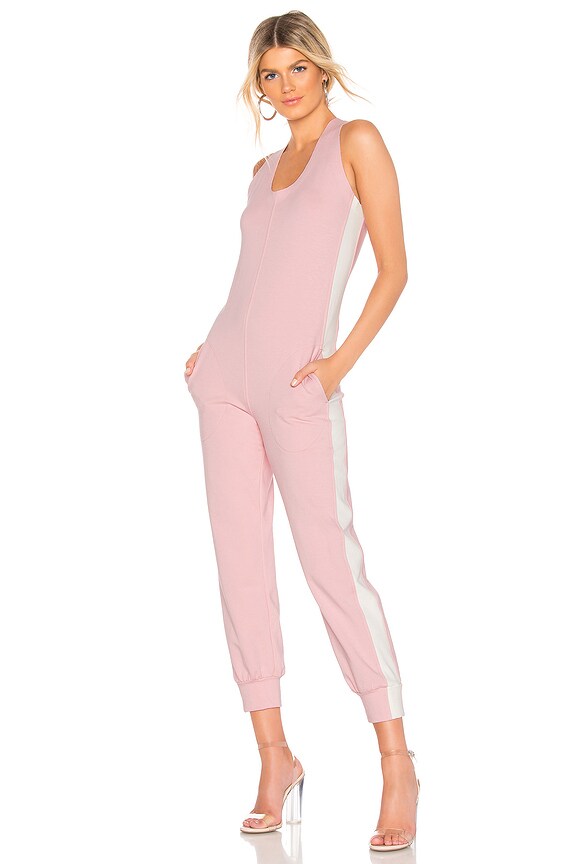 view 1 of 3 Side Stripe Jumpsuit in Dusty Pink & Almost White