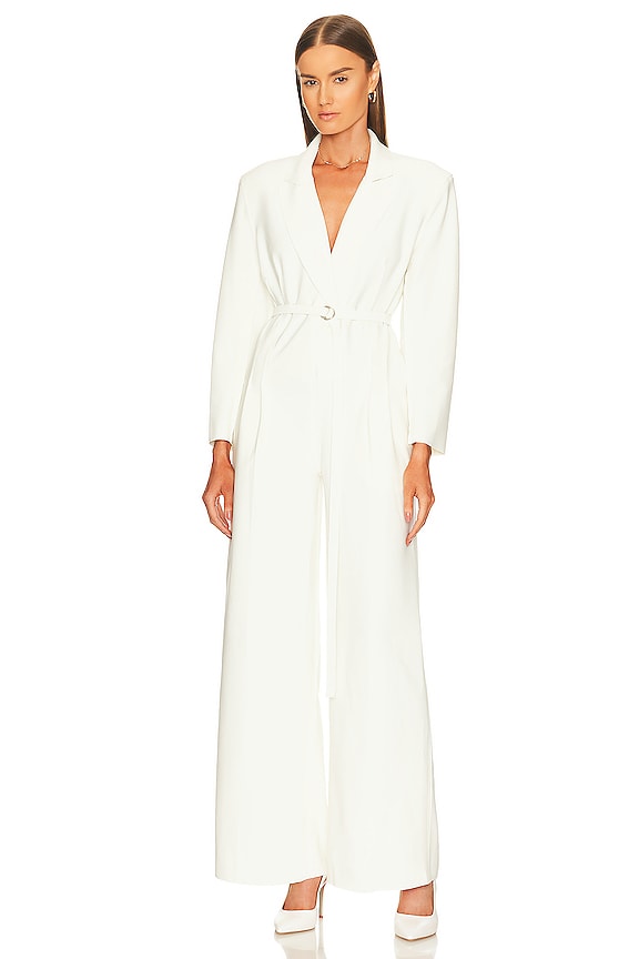 view 2 of 5 Single Breasted Straight Leg Jumpsuit in Ivory