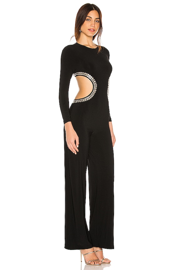 view 2 of 4 Stud Long Sleeve Cut Out Jumpsuit in Black