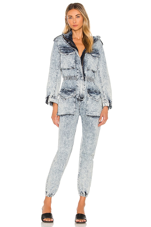view 1 of 3 Turtle Cargo Jumpsuit in Light Blue Acid Wash