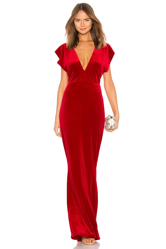 view 1 of 3 V Neck Velvet Rectangle Dress in Tango