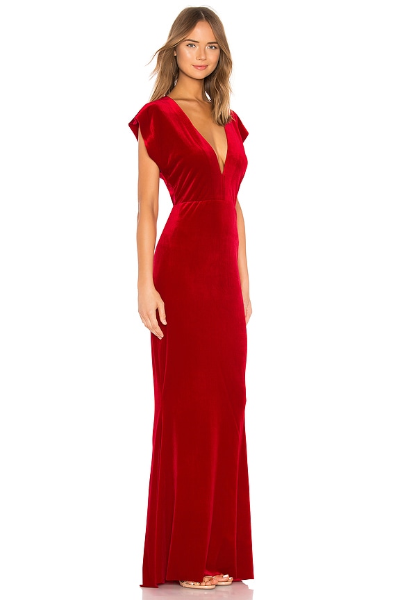view 2 of 3 V Neck Velvet Rectangle Dress in Tango