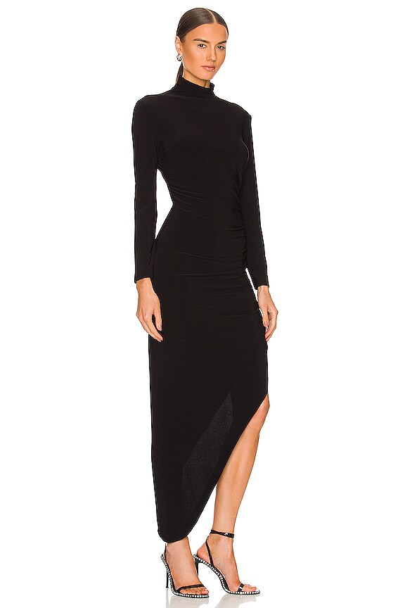 view 2 of 3 VESTIDO LARGO TURTLENECK SIDE DRAPE in Black