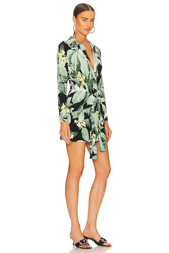 view 2 of 3 x REVOLVE Mini Tie Front NK Shirt Dress in Tropical Mint