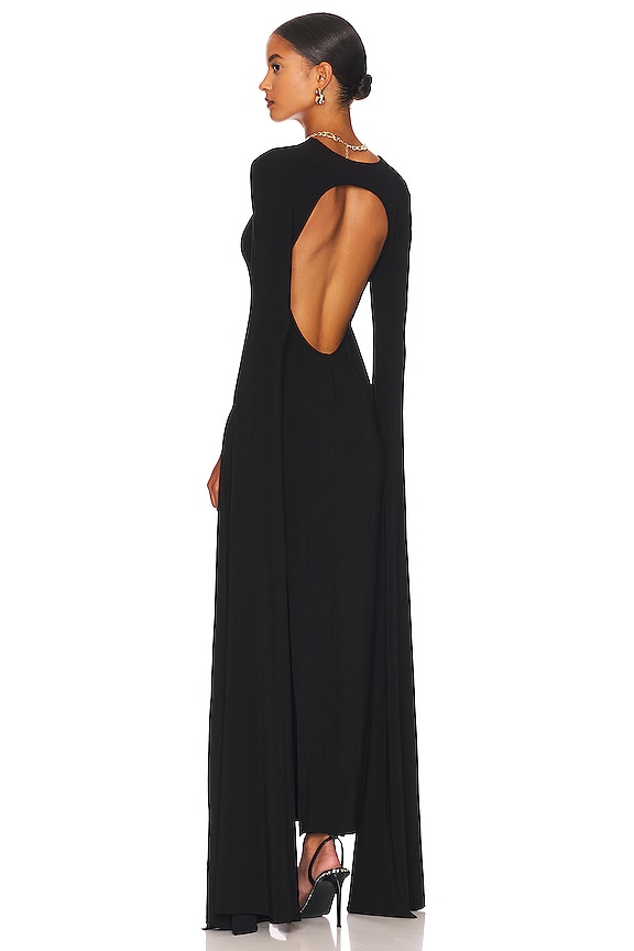 Norma Kamali Ribbon Sleeve Gown in Black | REVOLVE