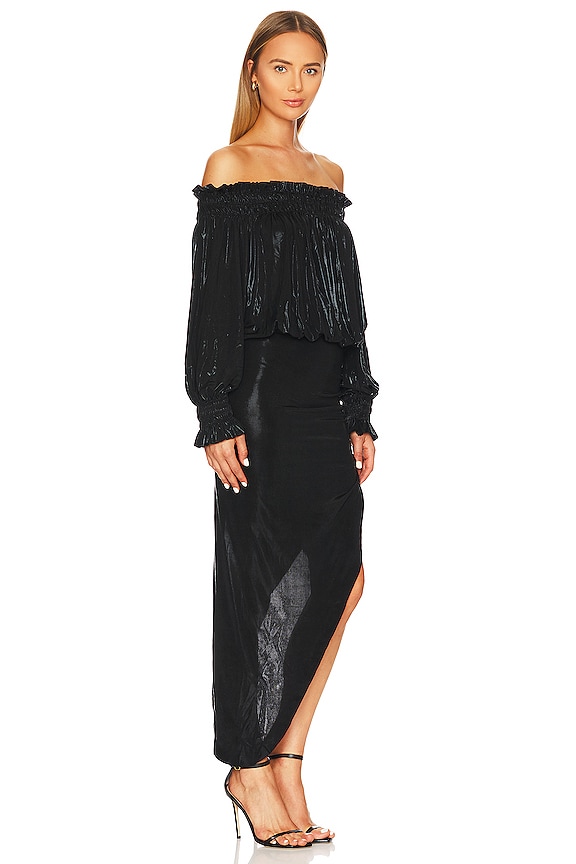 view 2 of 3 Long Sleeve Peasant Drape Gown in Black