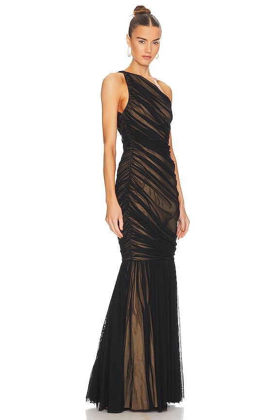 view 2 of 4 Diana Fishtail Gown in Black Mesh & Nude
