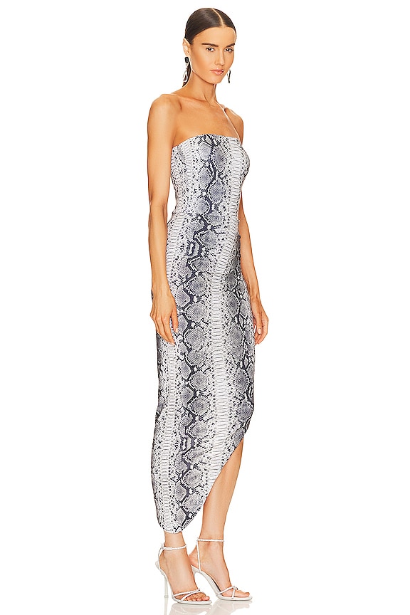 view 2 of 3 Strapless Drape Gown in Black & White Python