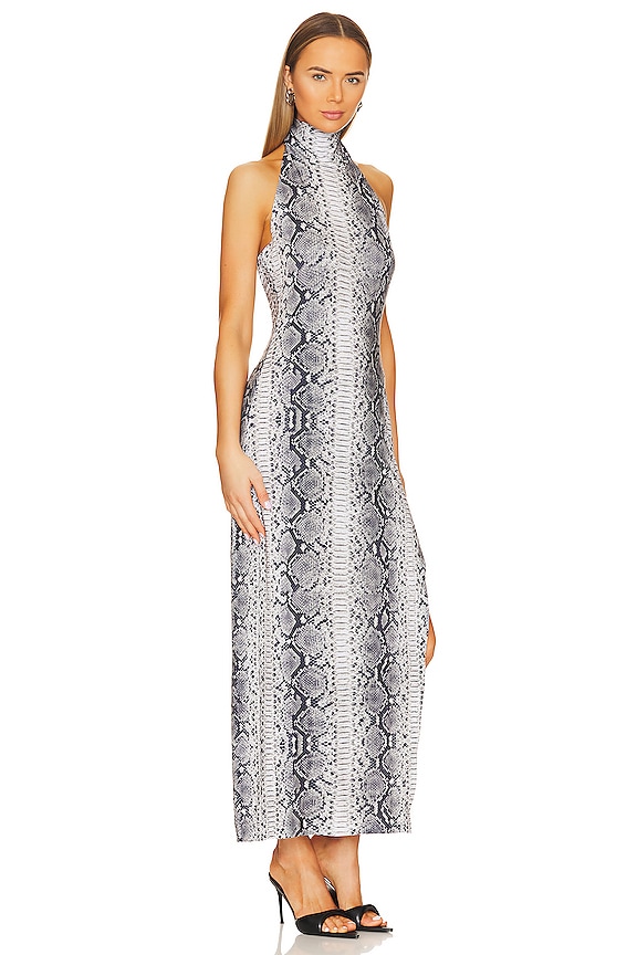 view 2 of 3 ROBE DE SOIRÉE in Black & White Python