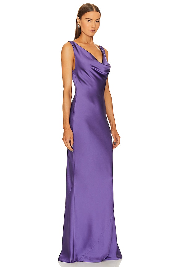 view 2 of 3 Deep Drape Neck Gown in Purple