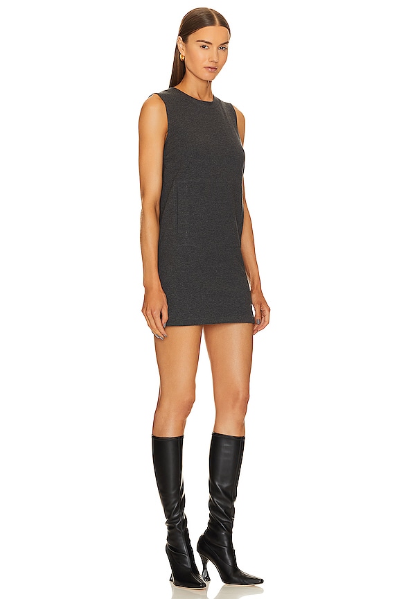 view 2 of 3 Sleeveless Tailored Terry Mini Dress in Dark Heather Grey