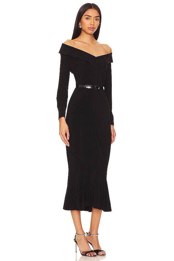 view 2 of 3 Off Shoulder Fishtail Midi Dress in Black