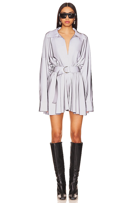 view 2 of 4 Super Oversized Shirt Flared Mini Dress in Grey