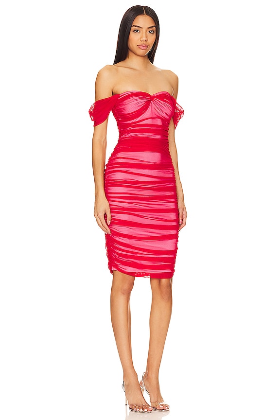 view 2 of 3 VESTIDO MIDI WALTER in Tiger Red & Snow White