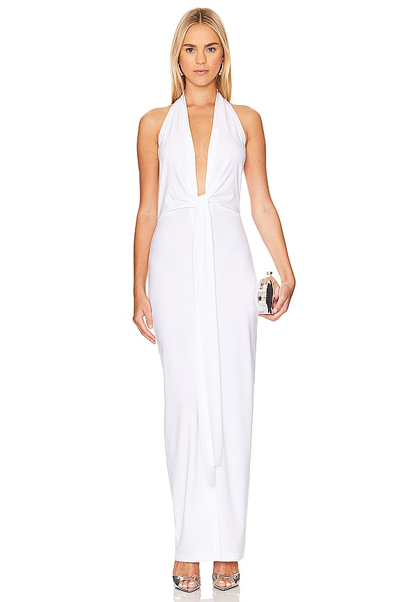 view 2 of 4 Tie Front Halter Gown in Snow White