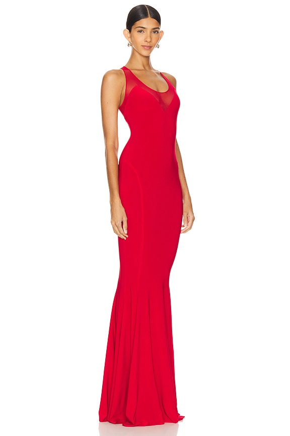 view 2 of 3 Racer Fishtail Gown in Tiger Red