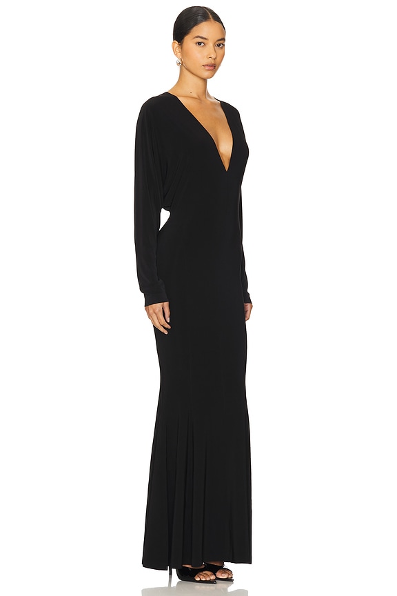 view 2 of 4 Dolman V Neck Fishtail Gown in Black