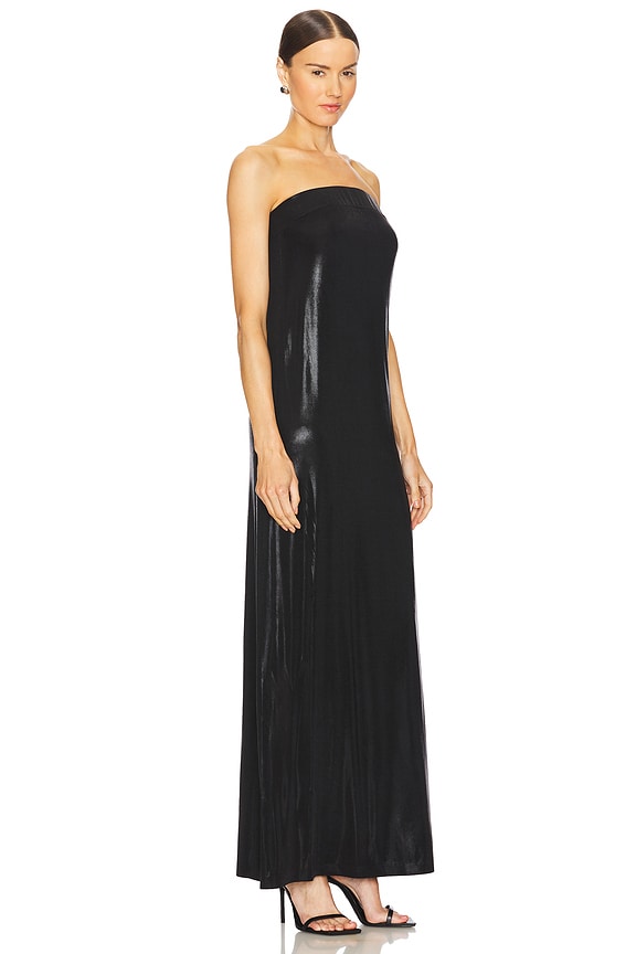 view 2 of 5 Strapless Tailored Side Slit Gown in Black
