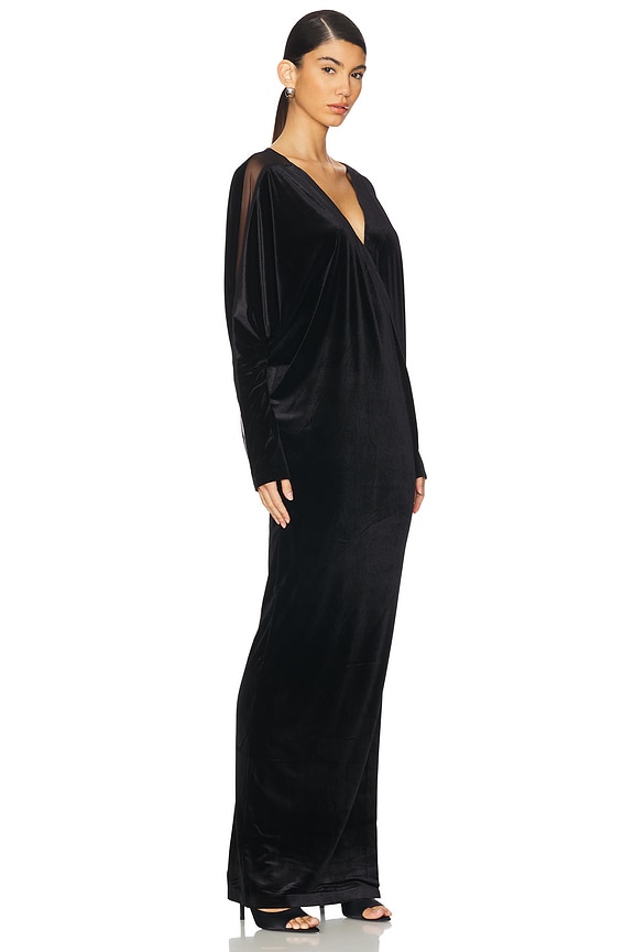 view 2 of 5 Dolman Velvet Wrap Gown in Black
