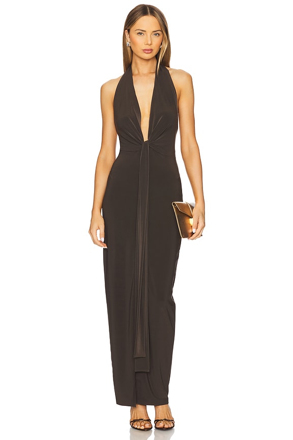 view 2 of 4 x REVOLVE Tie Front Halter Gown in Espresso