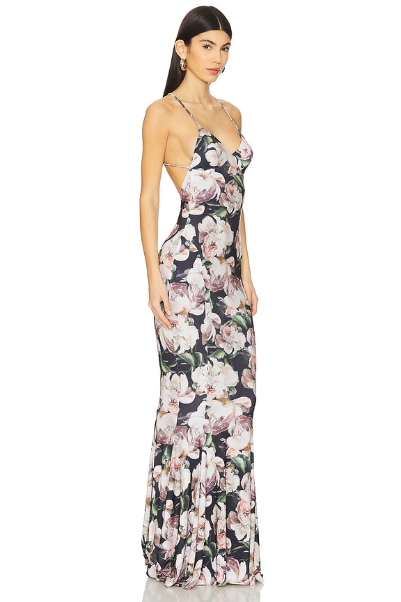 view 2 of 3 Low Back Slip Fishtail Gown in Peony