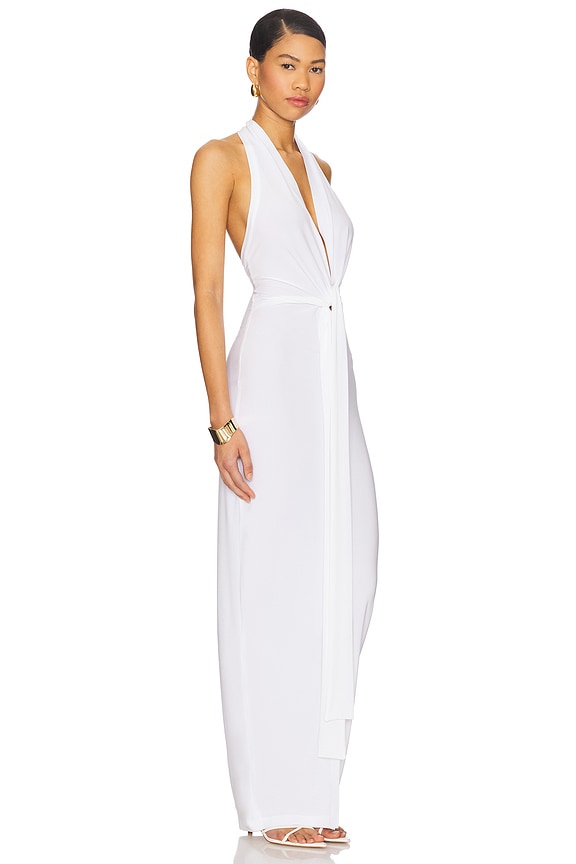 view 2 of 3 Tie Front Halter Gown in Snow White