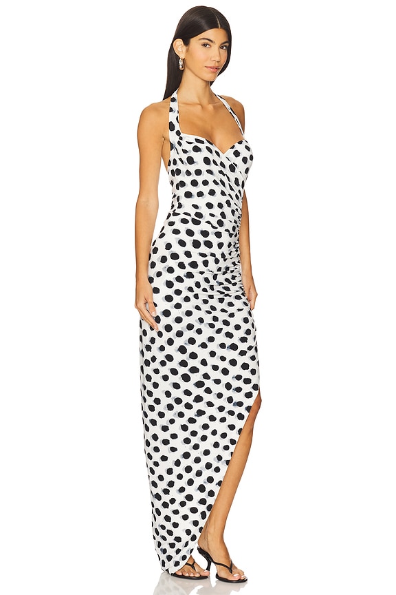 view 2 of 4 Cayla Side Drape Gown in Paint Dots