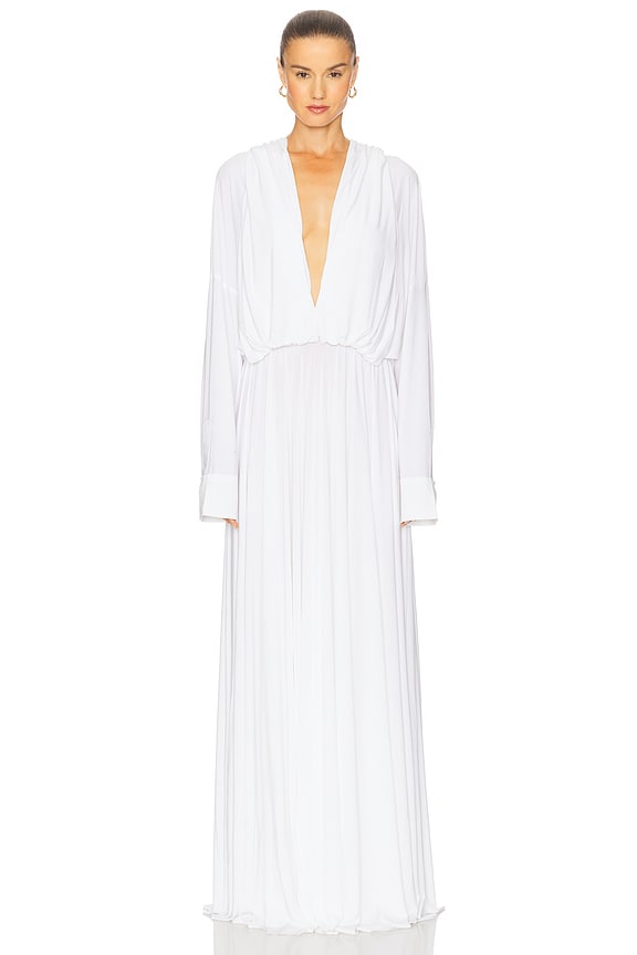 view 2 of 5 Hooded Super Oversized NK Shirt Flared Gown in Snow White