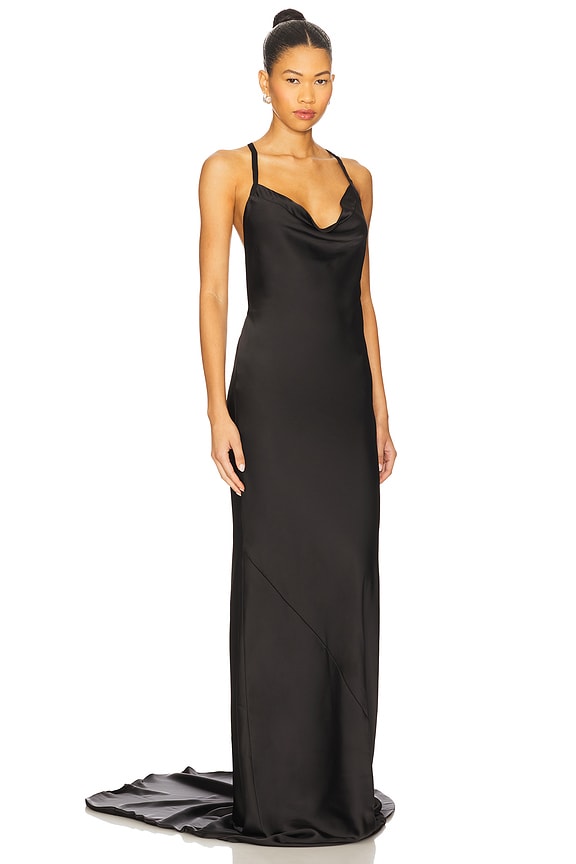 view 2 of 3 Cross Back Bias Gown in Black