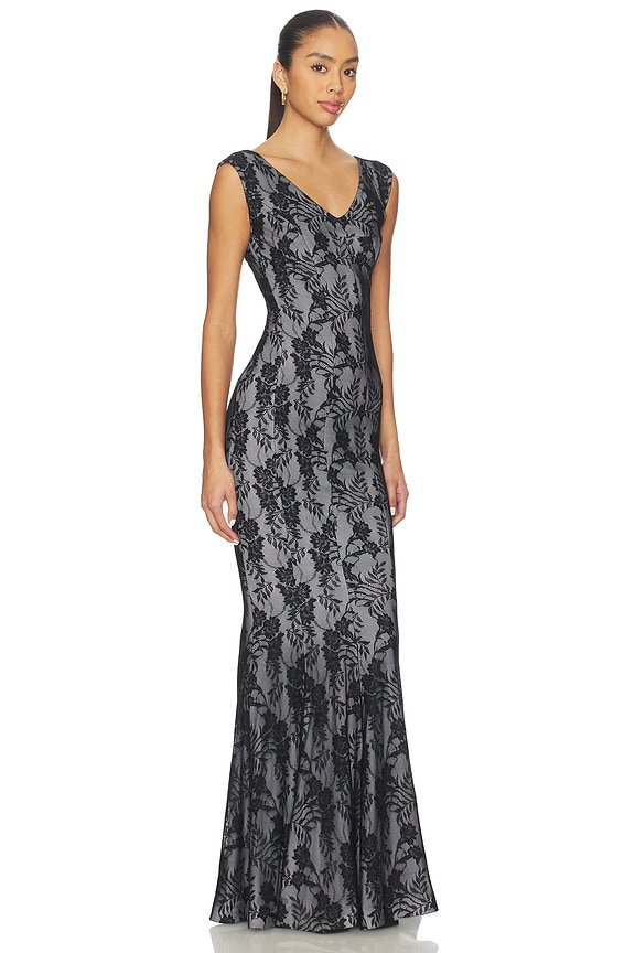 view 2 of 4 Grace Fishtail Gown in Black Stretch Lace & White