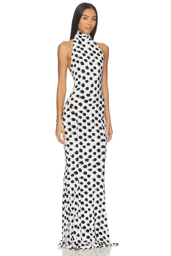 view 2 of 3 Halter Fishtail Gown in Paint Dot