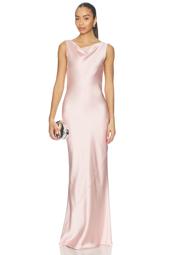 view 2 of 4 Sleeveless Low Back Drape Gown in Ballet Pink