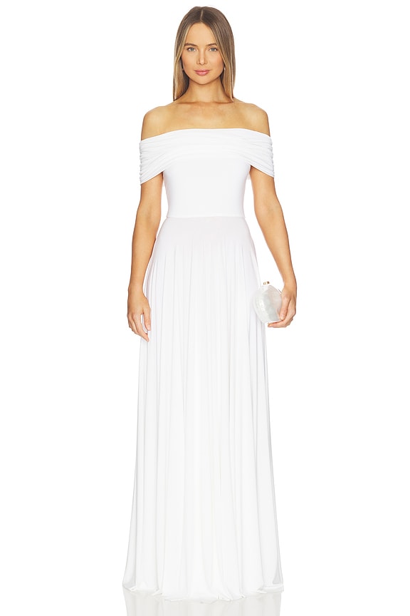 view 1 of 3 SLEEVELESS COWL NECK FLARED ガウン in Snow White