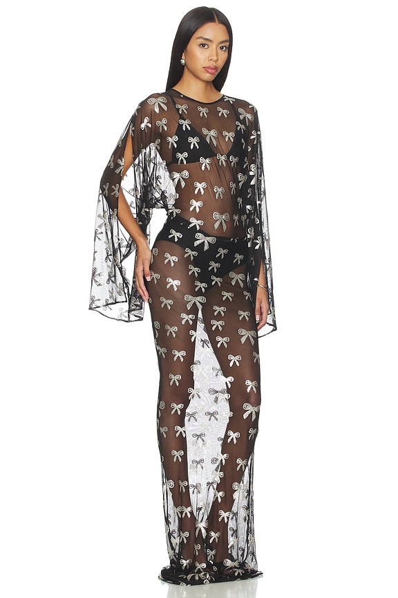 view 2 of 3 VESTIDO LARGO REVERSE OBIE WITH LONG SLEEVE in Black & Silver