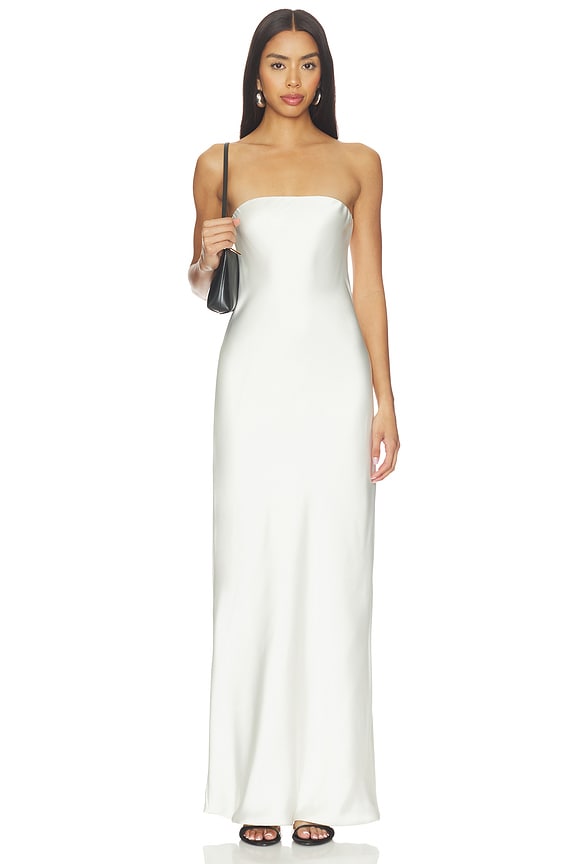 view 1 of 3 Bias Strapless Gown in Porcelain