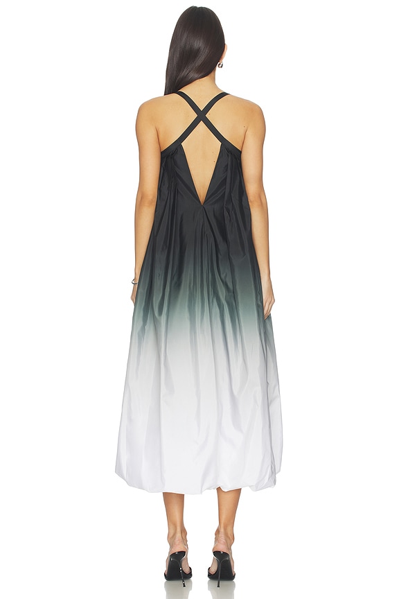 Norma Kamali Strap Bubble Dress To Midcalf in Black & White Ombre