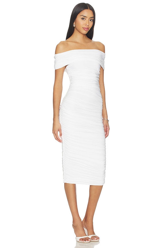 view 2 of 3 Sleeveless Cowl Neck Side Shirred Dress in Snow White