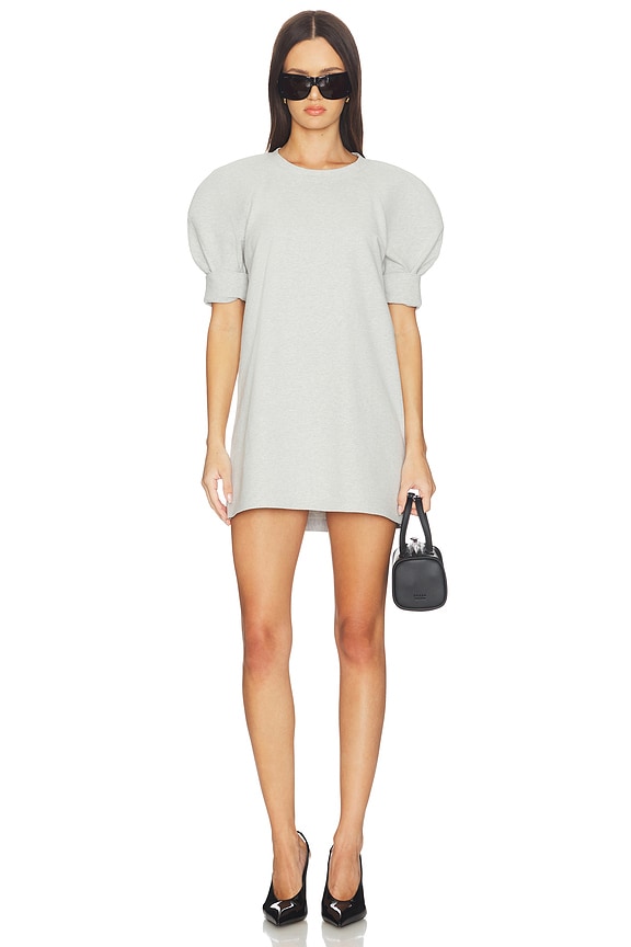 view 1 of 3 Short Sleeve Bomber 1980s Mini Dress in Light Heather Grey