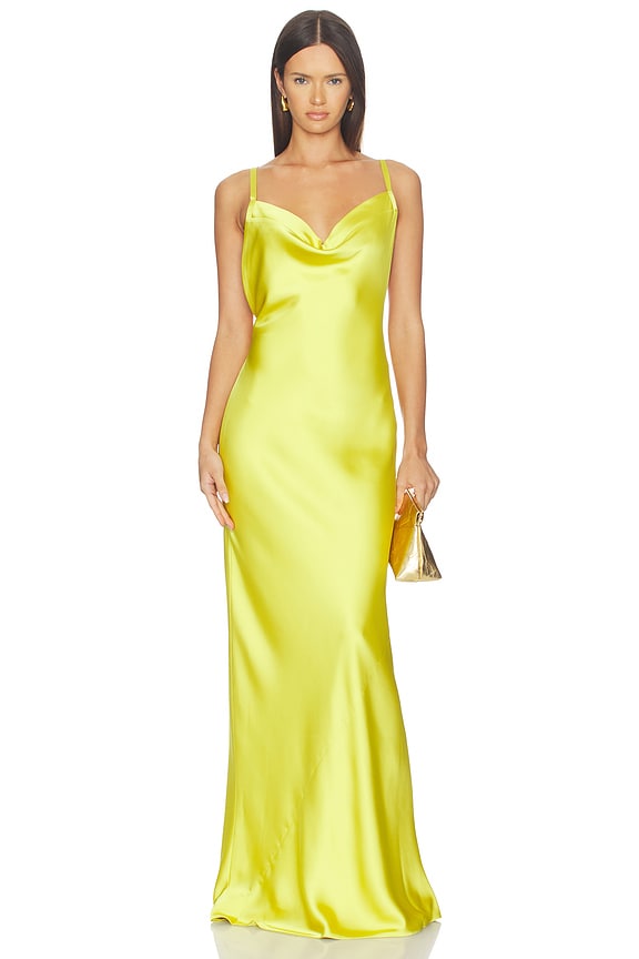 view 2 of 3 Cross Back Bias Gown in Serene Yellow