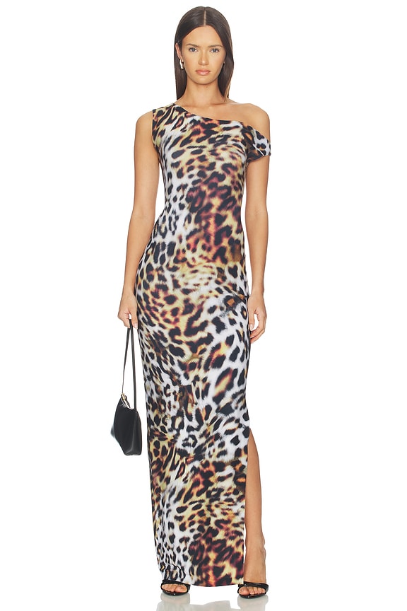view 1 of 3 Drop Shoulder Fitted Gown in Urban Animal