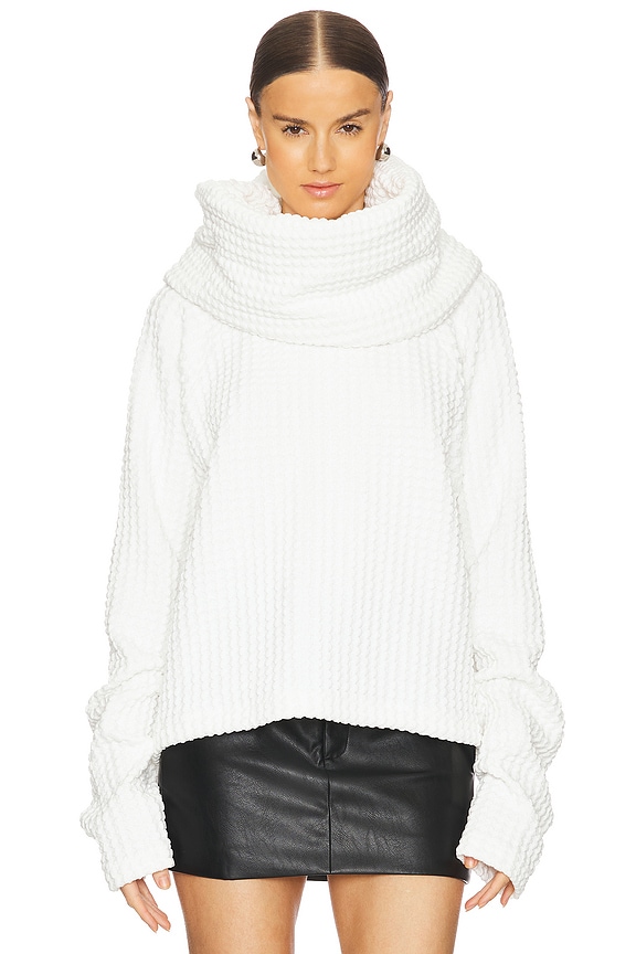 view 2 of 5 Oversized Raglan Sleeve Top With Tube Scarf in Snow White
