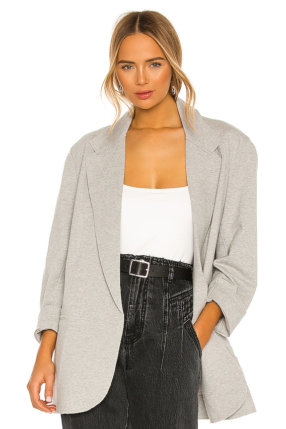 Norma Kamali Oversized Double Breasted Jacket in Heather Grey | REVOLVE