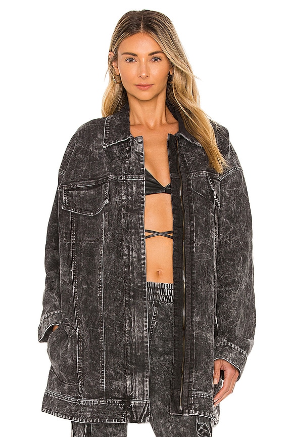 view 1 of 4 Oversized Jeans Jacket in Black Acid Wash