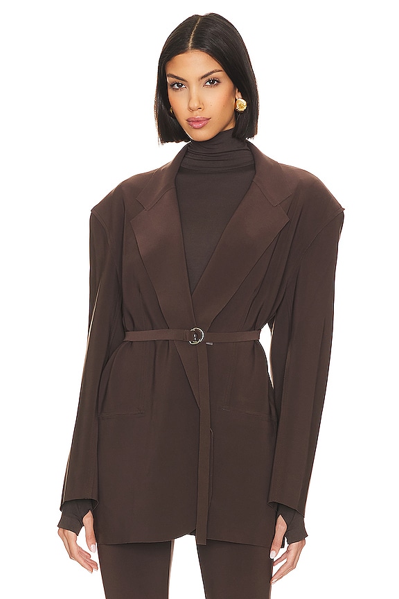 Norma Kamali x REVOLVE Oversized Single Breasted Jacket in Chocolate ...