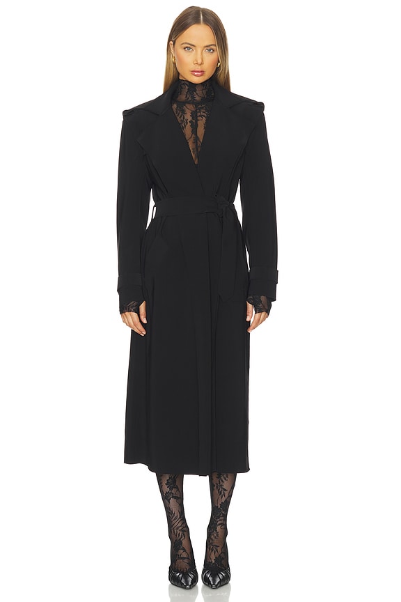 view 2 of 4 Oversized Double Breasted Trench in Black